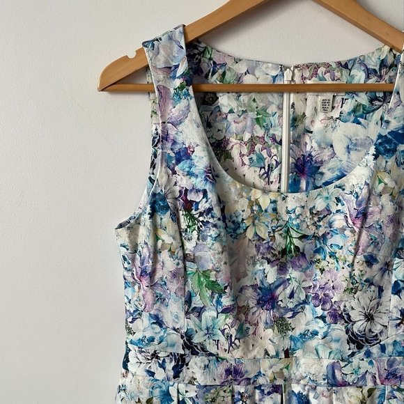 Ever New Melbourne Blue Watercolor Floral Fit & Flare Dress Sz 8 - Picture 2 of 9